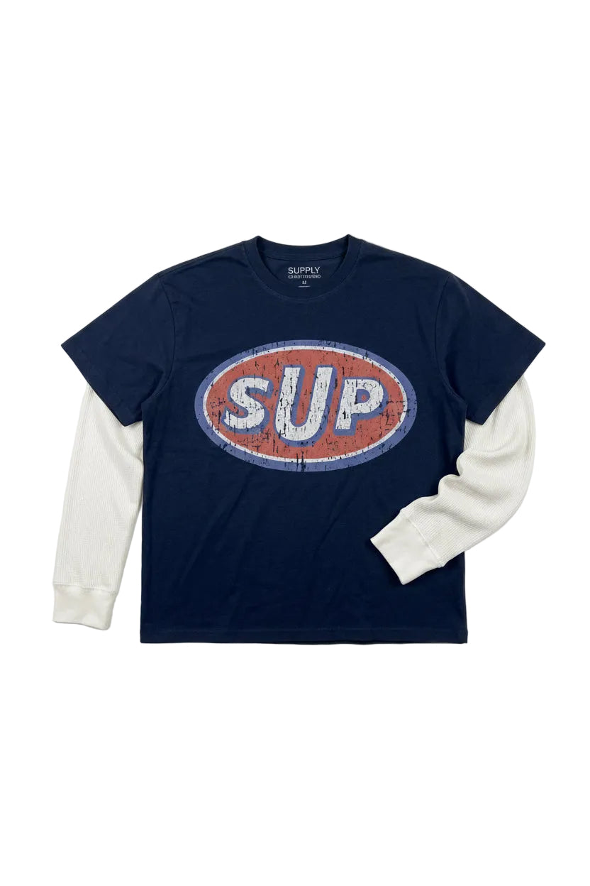 Distressed SUP Long Sleeve Skater T-Shirt