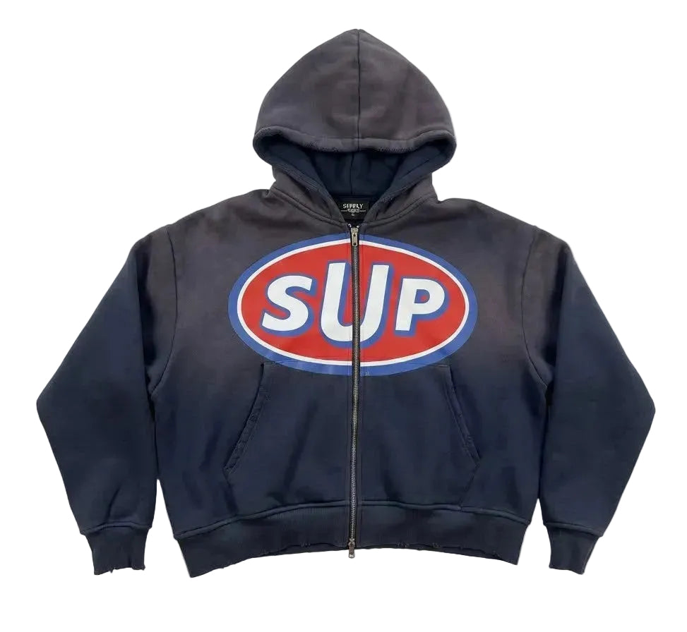 Faded Navy Supply Zip-Up Hoodie